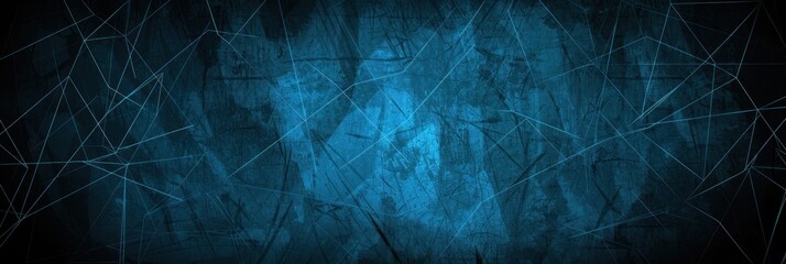 Dark blue background with intersecting lines creating geometric patterns