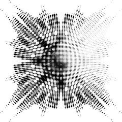Dotted halftone logo with mandala elements with a highlighted area for text on the right. Emission of rays from the center. For trademarks, logos, trademarks. Vector.