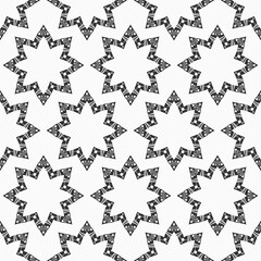 Seamless vector black and white pattern ornamental stars. Abstract vector stars background. Vintage decorative elements. Islam, Arabic, Indian, ottoman motifs. For textile, fabric and paper. - 778386630