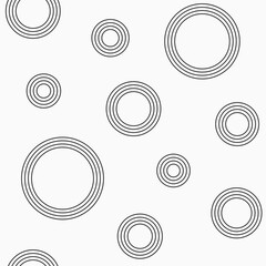 Abstract seamless pattern with outline circles. Randomly arranged circles pattern. Modern stylish geometric texture. For fashion textile, cloth. Vector monochrome background. - 778386685
