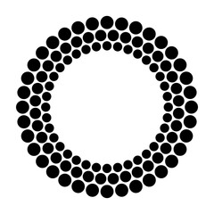 Halftone dots vector circles. Circular geometric motif. Design element. Halftone icon. Halftone round pattern isolated on white background. Black and white geometric symbol. - 778386802