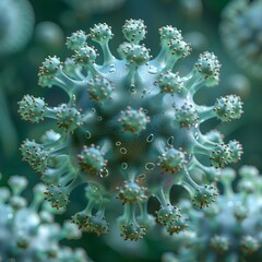 Fototapeta na wymiar Fictional colored virus concept microscoped