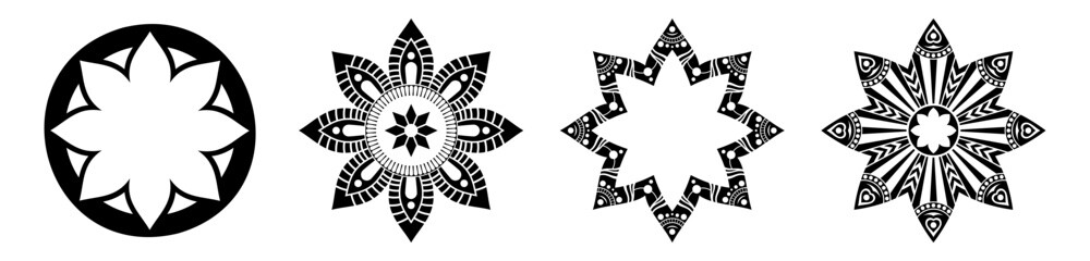 Mandala collection. Decorative round ornaments isolated on white background. Arabic, Indian, ottoman motifs. For cards, invitations, t-shirts. Vector mandala illustration. Black mandala silhouettes. - 778386826