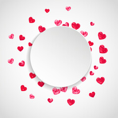 St Valentine Sale Card. Handdrawn Poster For Mother. Fashion Frame. Rose Art Illustration. February Splatter For Gift. Red Special Banner. Pink St Valentine Sale Card.