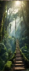 Fotobehang Photo real as Jungle Odyssey Embark on a jungle expedition where every step is an adventure. in nature and landscapes theme ,for advertisement and banner ,Full depth of field, high quality ,include co © Gohgah