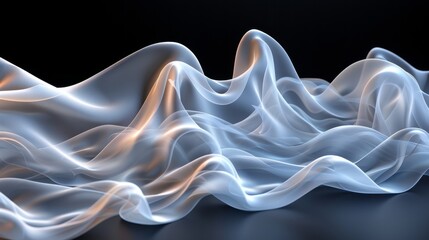   A blue and white wave of smoke on a black background