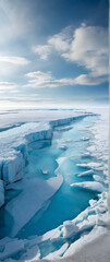Photo real as Polar Panorama The stark beauty of arctic ice stretching to the horizon. in nature and landscapes theme ,for advertisement and banner ,Full depth of field, high quality ,include copy spa