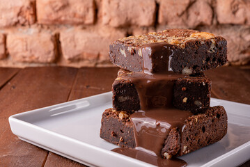 Brownies and vanilla ice cream
