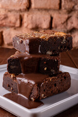 Brownies and vanilla ice cream