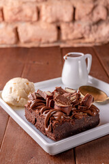 Brownies and vanilla ice cream