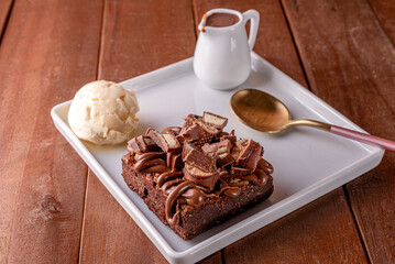 Brownies and vanilla ice cream