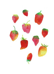 Set of watercolor strawberries, illustration
