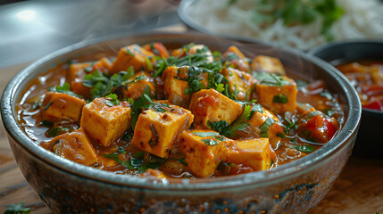Tofu Curry on Decorated Table