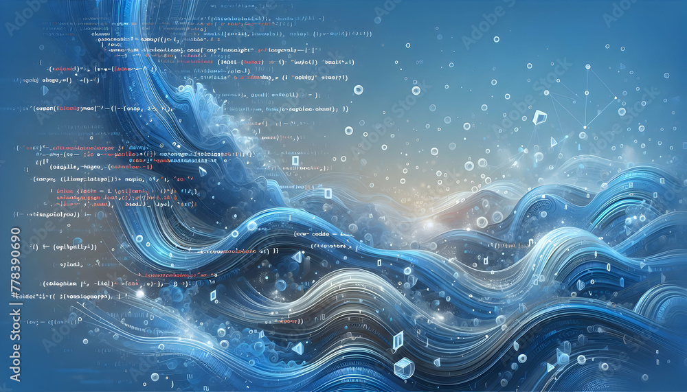 Poster for advertisement and banner as code currents currents of code flow across the background illustrati