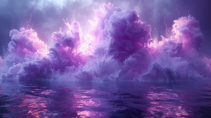 purple pastel ink smoke in water