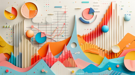Abstract Wallpaper with Graph and Statistic Elements - obrazy, fototapety, plakaty