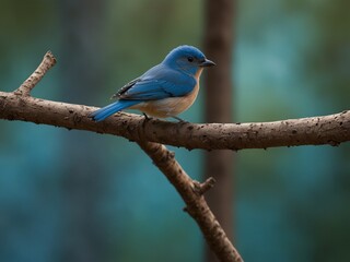 A blue bird sitting on top of a tree branch,blue phoenix bird