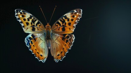 Obraz premium Close Up of Butterfly on Black Background