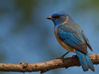 A blue bird sitting on top of a tree branch,blue phoenix bird