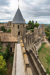 Architecture of the Citadel in the town of Carcassonne in the south of France