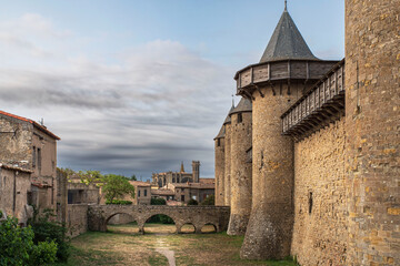 Architecture of the Citadel in the town of Carcassonne in the south of France - 778392615
