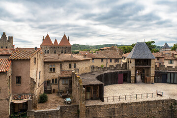 Architecture of the Citadel in the town of Carcassonne in the south of France