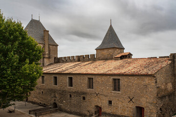 Architecture of the Citadel in the town of Carcassonne in the south of France - 778392635