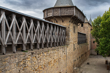 Architecture of the Citadel in the town of Carcassonne in the south of France - 778392644
