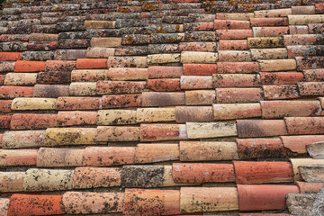 Texture of a tiled roof in the south of France in Provence - 778392669