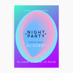 Obraz premium House Flyer. Modern Art For Invitation. Holiday Background For Set Concept. Trance And Carnival Vector. Wavy Sound Banner. Pink And Blue House Flyer