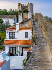 Wall of Obidos Castle in Portugal