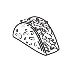 Outline Handdrawn Mexican cuisine illustration Line Art Cartoon