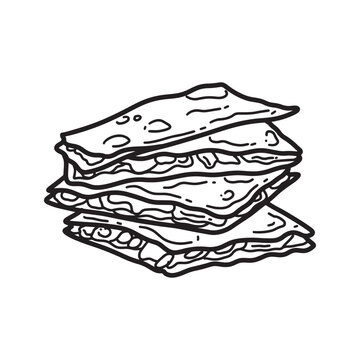 Outline Handdrawn Mexican cuisine illustration Line Art Cartoon