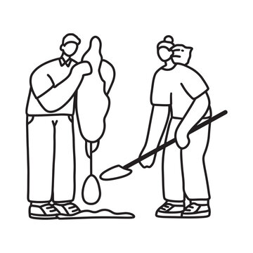 Hand drawn family illustration Outline Drawing Line Art Drawing