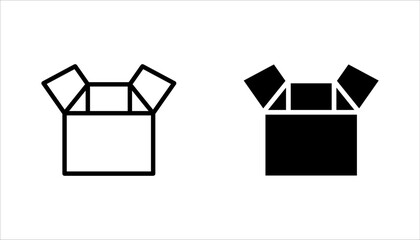 Box icon set. Delivery package, parcel box. Line and flat style design. Vector illustration on white background