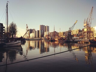 Dawn at Maritime museum in Rotterdam, Netherlands