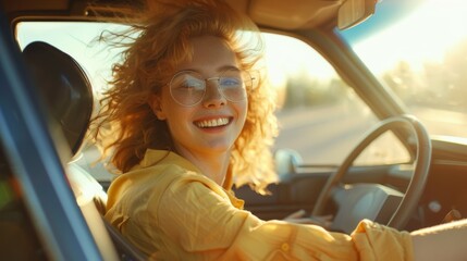 Radiant Smile While Driving