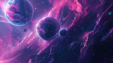 Abstract space theme, galaxy view in purple colors