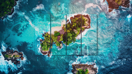 Tropical Island Collage from Above