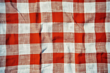 Fototapeta na wymiar A canvas depicting a pattern of red and white gingham fabric, where the crisp, geometric checks evoke a sense of nostalgia and homely comfort. 32k, full ultra HD, high resolution