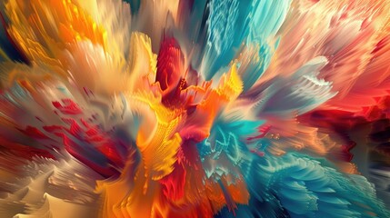 An abstract composition of vibrant colors swirling together in harmonious motion, evoking a sense of creativity and imagination.