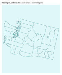 Washington, United States. Simple vector map. State shape. Outline Regions style. Border of Washington. Vector illustration.