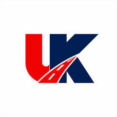Fototapeta premium UK letter logo design with road symbol.
