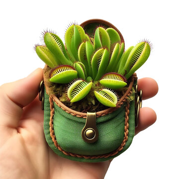 Holding a pocket endangered green cartus botany in a transparent background