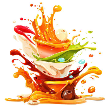 Gastronomy concept with flowing sauces and gravies., pictures beyond imaginationcartoon 2D illustration