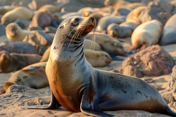 Basking Fur Seal in Wildlife Colony - Nature's Crossroads