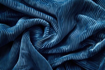 Blue Corduroy Fabric Texture for Background and Design. Jean-Like Material with Seams and Textile Lines for Sewing and Tailor Projects