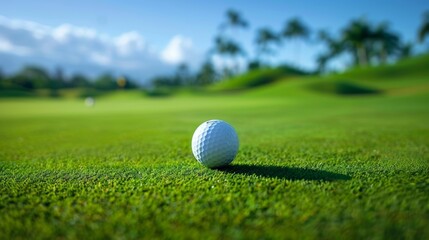 Photo of a golfer playing golf in a wide field of view.