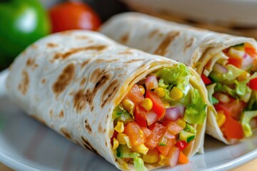 Burrito Delight: American Style TexMex Food Wrapped in Tortilla with Frisco Flair - obrazy, fototapety, plakaty