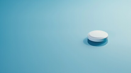 Closeup of Prescription Pill on Blue Counter. Medical Drug Background with Space for Concept or Text